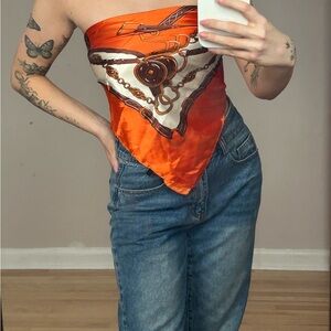 Orange and White detailed Scarf